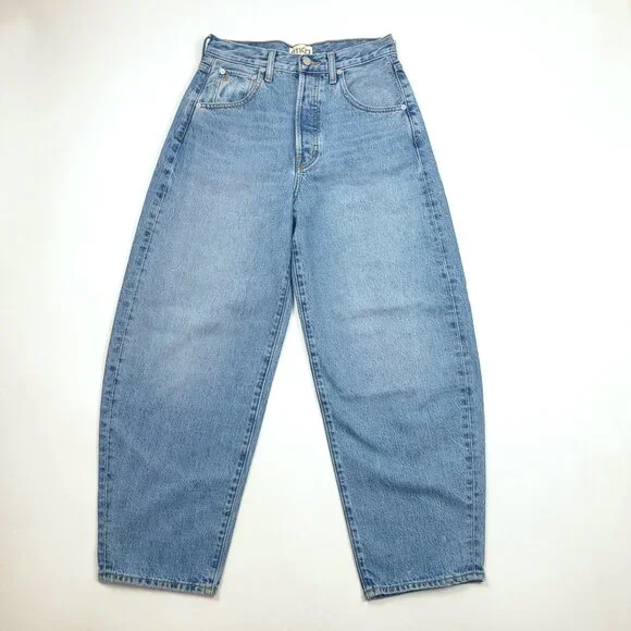 Etica Denim Cassel Ultra High Barrel Jeans Women Size 26 Atwood Wash 100% Cotton - Picture 4 of 16